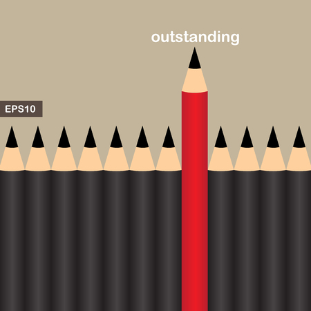 Red pencil with an outstanding group, business concept vectorのイラスト素材