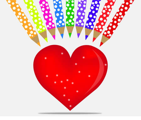 Heart surrounded with a pencil のイラスト素材