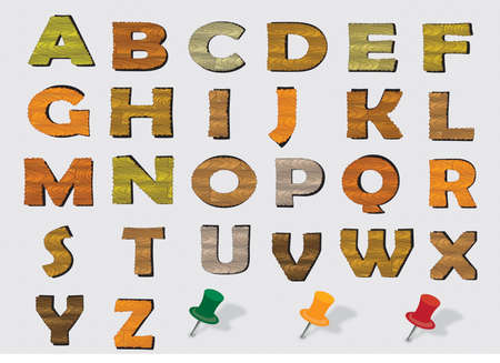 wood vector English alphabetのイラスト素材