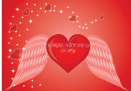 red Heart with Wings happy valentine dayのイラスト素材