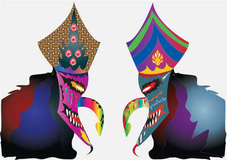 Carnival mask decorated with designs on a white backgroundのイラスト素材