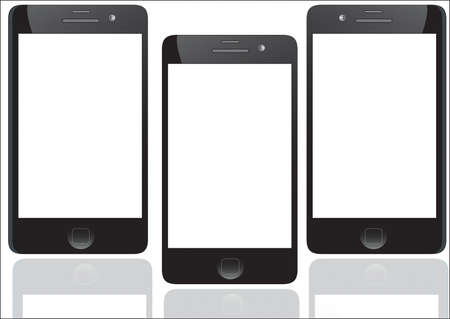 Black smart phone with touch screen blank isolated on white backgroundのイラスト素材