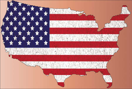 Map of United States of America with  flagのイラスト素材