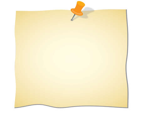 Note paper and red pin on white background, illustration.のイラスト素材