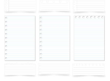 Collection of various white note papers, ready for your message. のイラスト素材