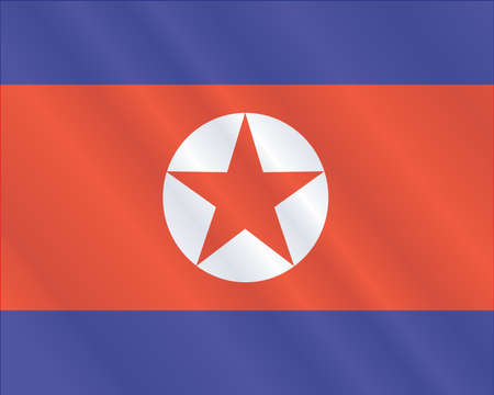 Fabric Flag of North Koreaのイラスト素材