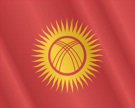Fabric texture of the flag of Kyrgyzstanのイラスト素材