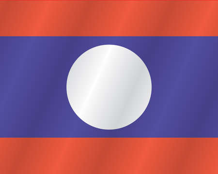 Laos flag with title on the white backgroundのイラスト素材