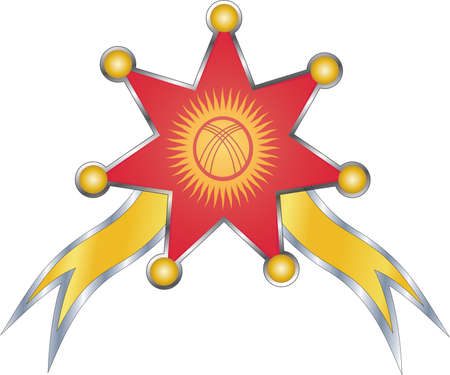 medal with the national flag of Kyrgyzstanのイラスト素材