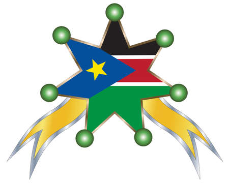 medal with the national flag of  South Sudan.のイラスト素材