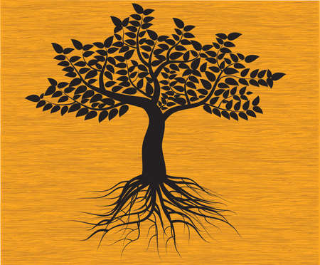 black tree silhouette isolated on background wood, のイラスト素材