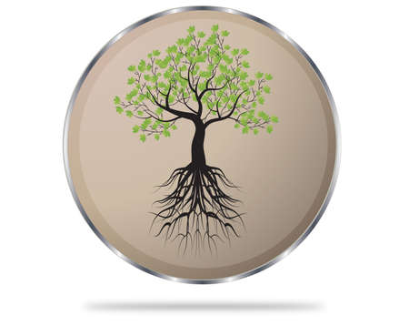 circle button with tree iconのイラスト素材