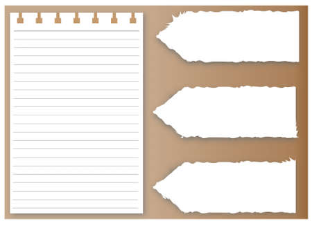 Collection of various white note papers, ready for your message. Vector illustration.のイラスト素材