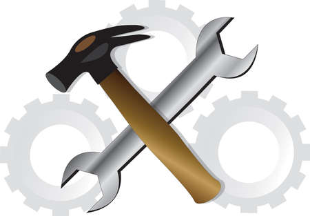 Wrench and Hammer  Vector illustrationのイラスト素材