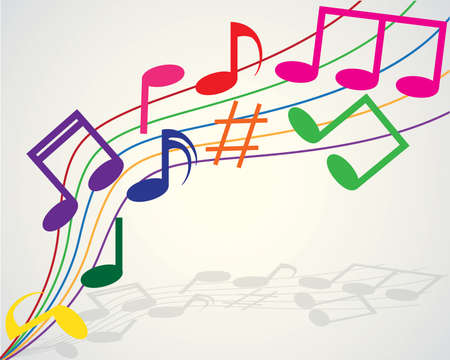 Vector Illustration of an Abstract Background with Colorful Music notesのイラスト素材