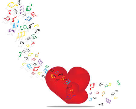 music background with heart and notesのイラスト素材