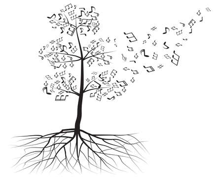 vector tree with musical notesのイラスト素材