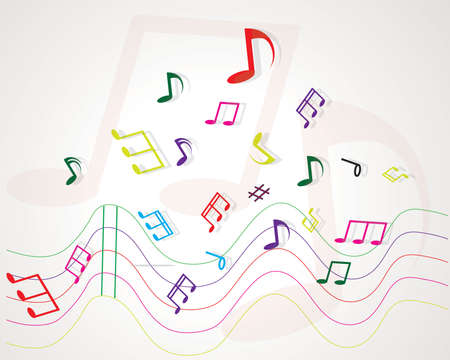 Various music notes on stave, illustrationのイラスト素材