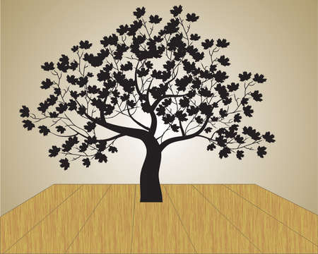 black tree , wood on floor, vectorのイラスト素材