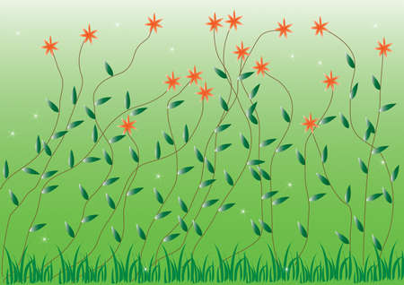 Grass With Flowers Set, Illustrationのイラスト素材