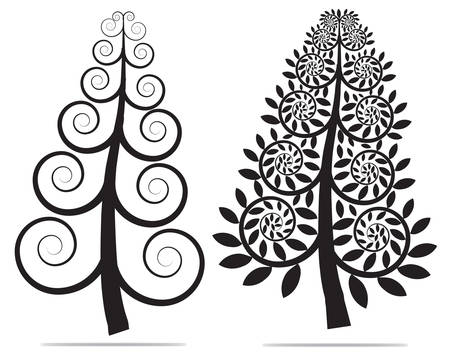 christmas tree silhouetteのイラスト素材