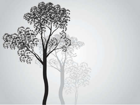 trees with leaves on white backgroundのイラスト素材
