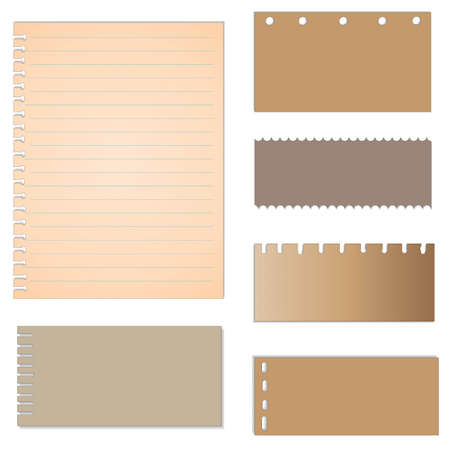 set of paper designs. paper sheets, lined paper and note paperのイラスト素材