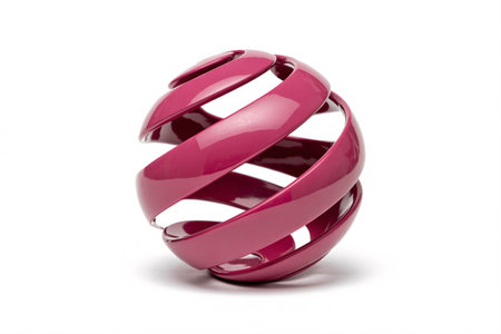 a pink abstract spiral sphere design element on a clean white background, isolated and modern artの素材