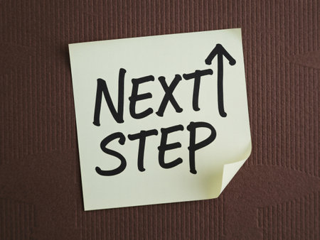 a reminder to take the next step, focus on planning, and achieve your personal and career goals todayの素材