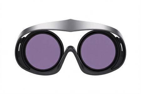 stylish retro round sunglasses with purple lenses and a silver frame for fashionable eye protectionの素材