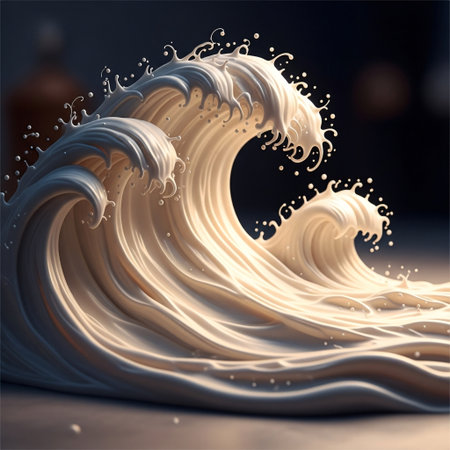 Splash of milk. 3d rendering, 3d illustration.の素材