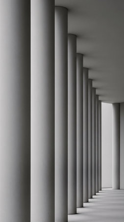 Abstract architecture background, empty corridor with columns. 3d render illustrationの素材