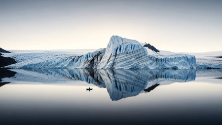 Ice formations and icebergs in Glacier Lagoon, Iceland, Europeの素材
