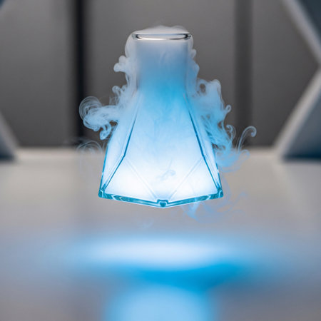 Blue smoke in a glass vase on a table in the kitchenの素材