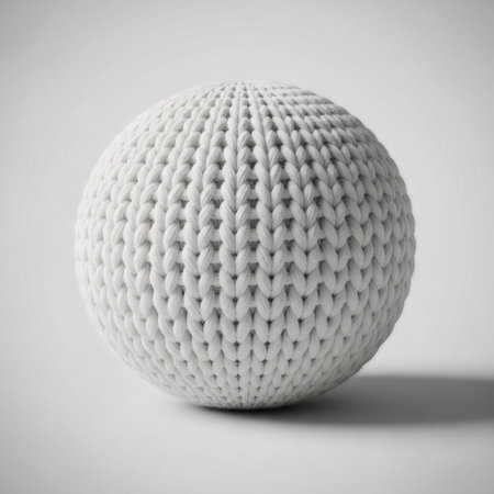White knitted ball on a white background. 3d rendering.の素材