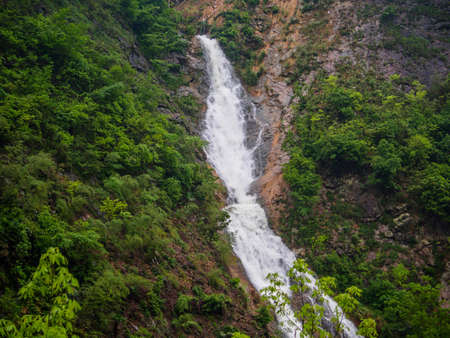 Huihang Ancient Trail Hiking Tour,  waterfall and river in mountains between Anhui and Zhejiang, Chinaの写真素材