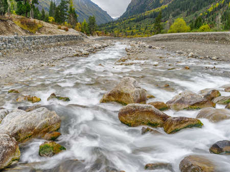 Long exposure shot of mountain river in Sichuan province, China.の写真素材
