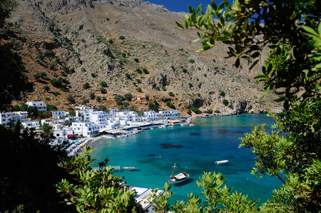 Village in front of an oceanの写真素材