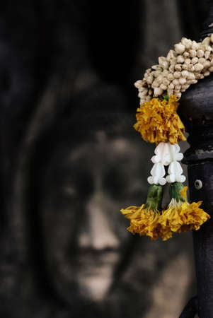 Phuang Malai  dry with a background as a Buddha head.の写真素材