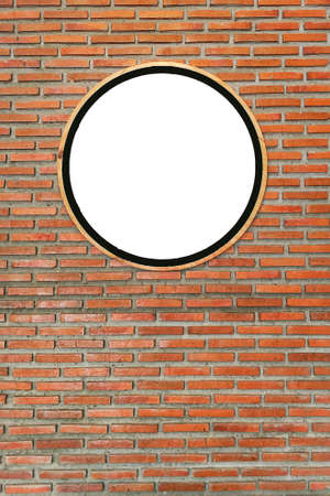 Circular gaps, White circle on clerical clips on the brick wall, Leave it for text input.の写真素材
