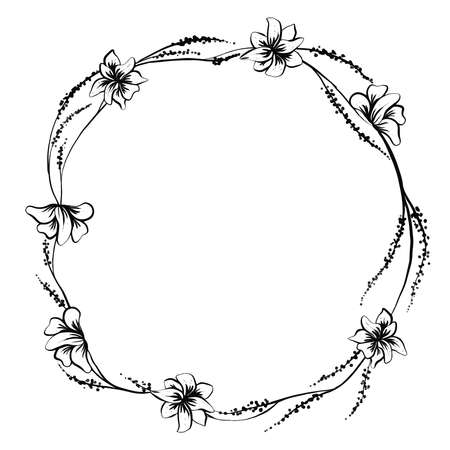 Floral wreath Vector Illustration, transparent background botanical frame for invitation, greeting card and decorationのイラスト素材