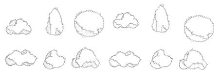 6 Natural Bush Flora With Pattern Landscape Illustration For Landscapeのイラスト素材