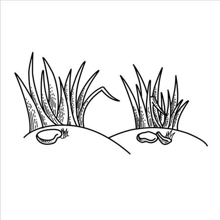 Grass vector silhouette drawing sketchのイラスト素材