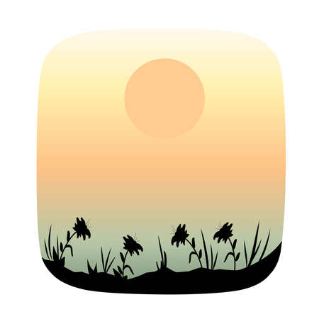 landscape drawing flat designのイラスト素材