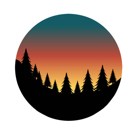landscape drawing flat designのイラスト素材