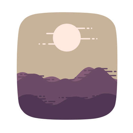 landscape drawing flat designのイラスト素材