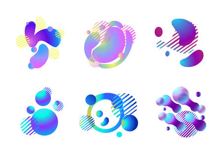 Fluid shape layout isolated template gradient elements Colorful abstract shapes Futuristic trendy dynamicのイラスト素材