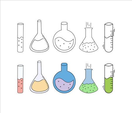 Collection of Chemical Laboratory Equipment Science Vectorの写真素材