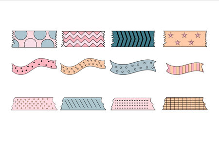 Set of Tape Strip Cute Colored Vectorの写真素材