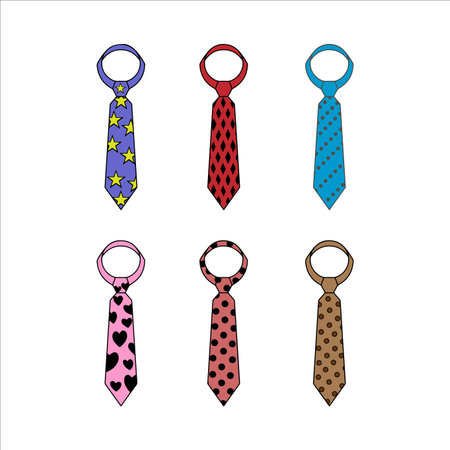 Necktie Male Colored Collectionのイラスト素材